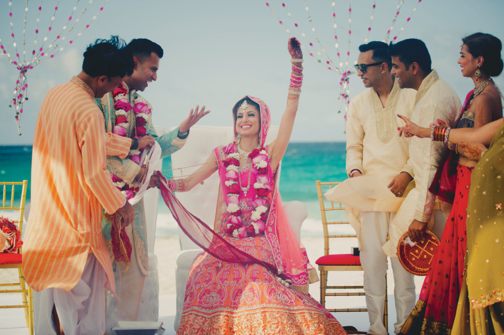Indian destination wedding ceremony at a beachfront resort